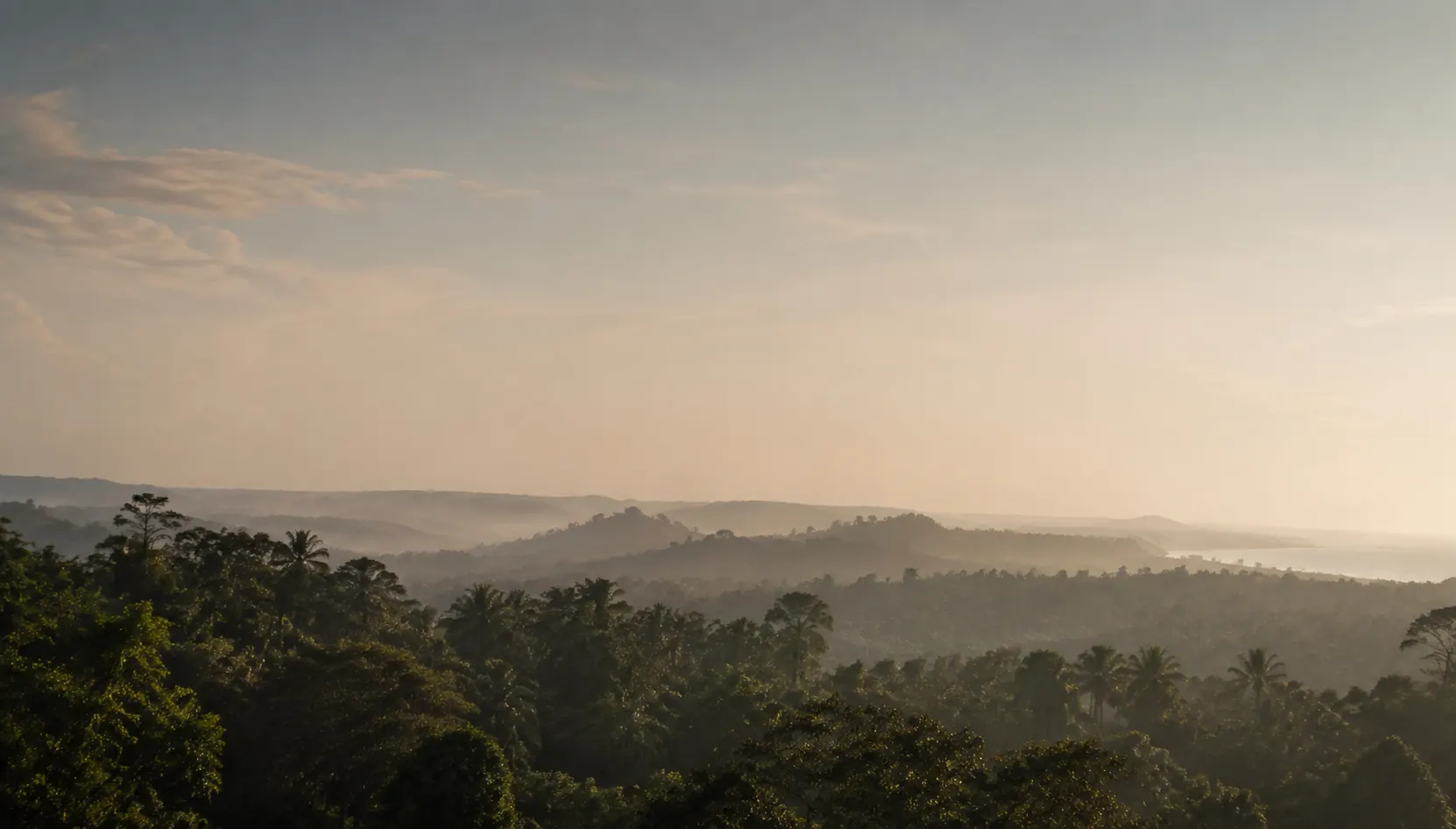 Tropical hills in southern Sri Lanka at dawn